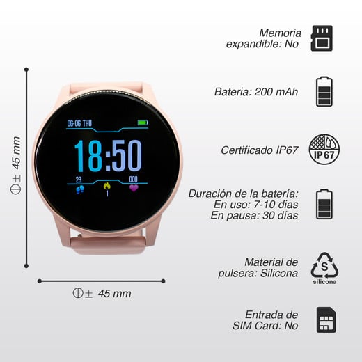 Reloj Inteligente Smartwatch ZN169 Rosa