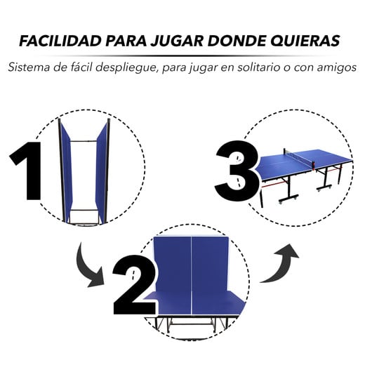 Mesa de Ping Pong Plegable Profesional Azul