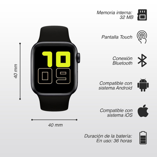 Smartwatch Reloj Inteligente T500 Negro