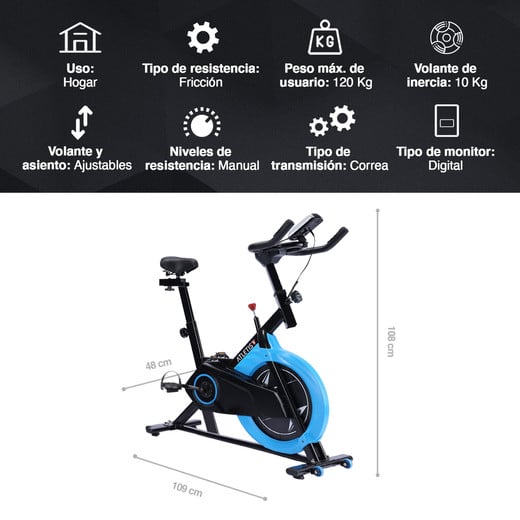 Bicicleta Spinning Fitness Volante 10 Kg Negro