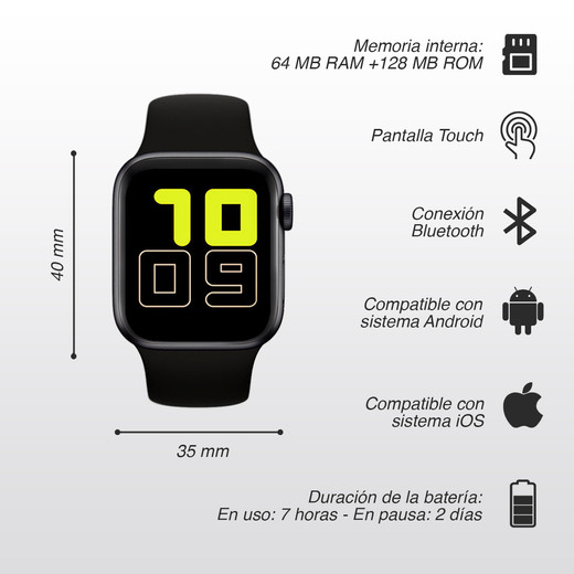 Reloj Inteligente Smartwatch T500 Negro