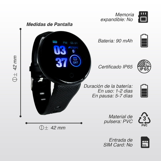 Reloj Inteligente Smartwatch ZN42 Negro