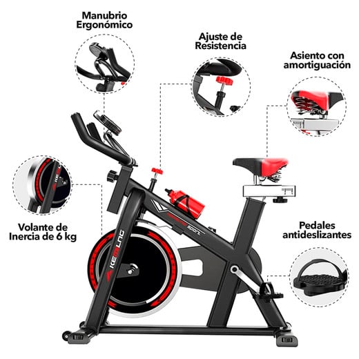 Bicicleta Home Fitness Pro K300 Con Monitor LCD Volante Inercia 6 KG