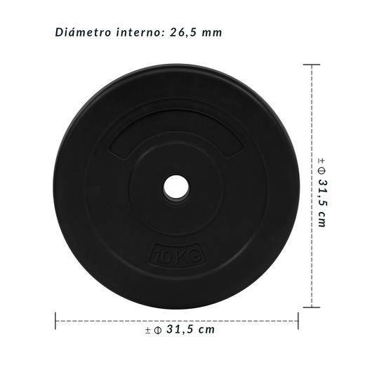 Disco de Cemento 10 Kg para Barra PVC Negro