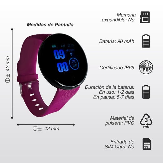 Reloj Inteligente Smartwatch ZN42 Púrpura
