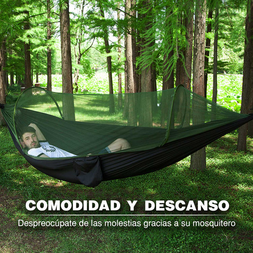 Hamaca Camping Outdoor con Mosquitero Verde