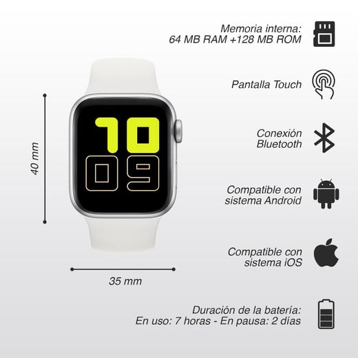 Reloj Inteligente Smartwatch T500 Blanco