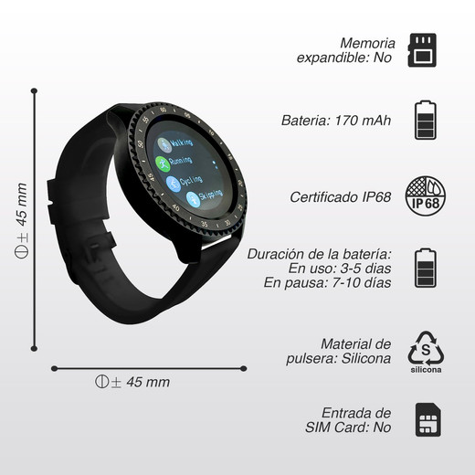 Reloj Inteligente Smartwatch ZN108 Negro