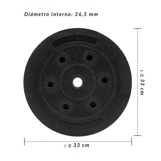 Disco de Cemento 10 Kg para Barra PVC Negro