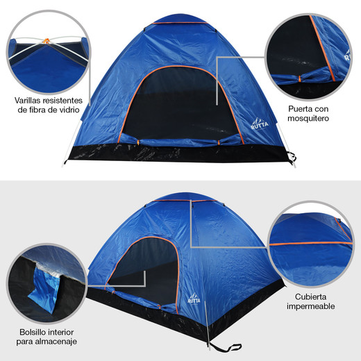 Carpa 4 Personas Camping Outdoor Azul