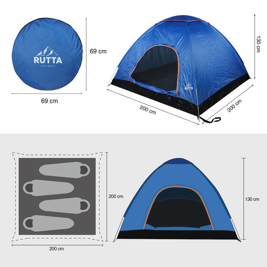 Carpa 4 Personas Camping Outdoor Azul