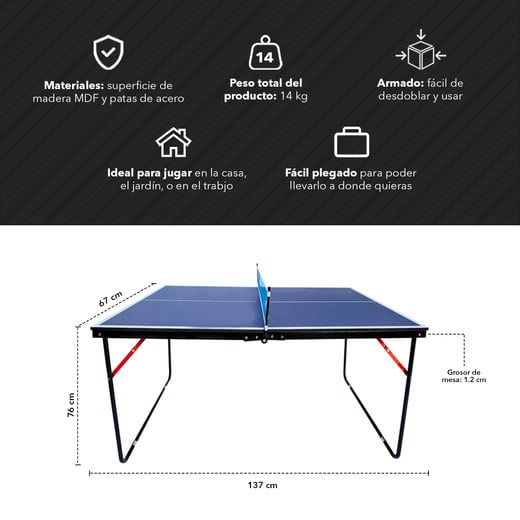 Mini Mesa de Ping Pong Portátil Azul
