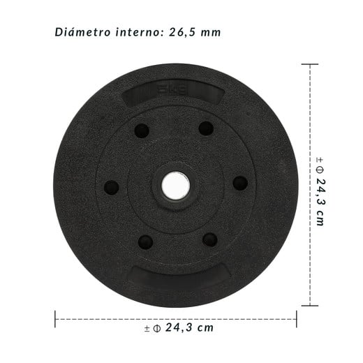 Disco de Cemento 5 Kg para Barra PVC Negro