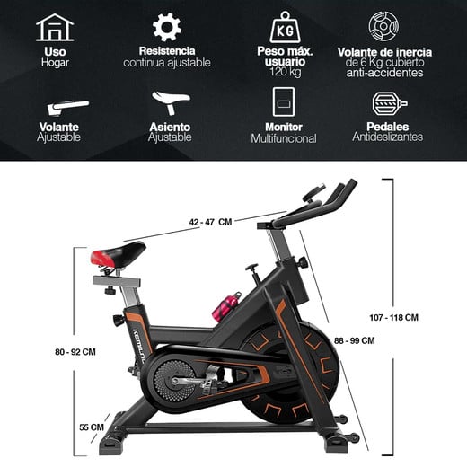 Bicicleta Spinning Dynamic Indoor Fitness Volante de Inercia 6 Kg