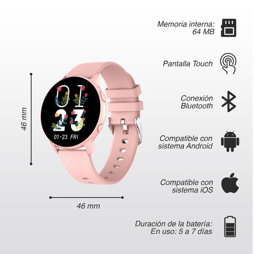 Smartwatch Reloj Inteligente QT01 Rosa