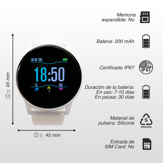 Reloj Inteligente Smartwatch ZN169 Blanco