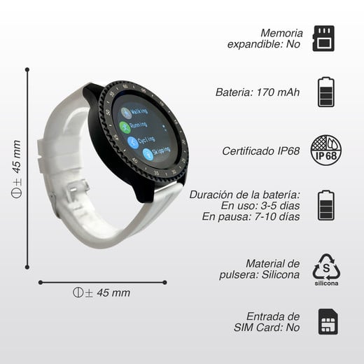 Reloj Inteligente Smartwatch ZN108 Blanco