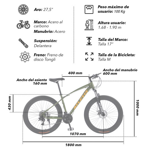 Bicicleta Mountain Bike Pizol 27,5
