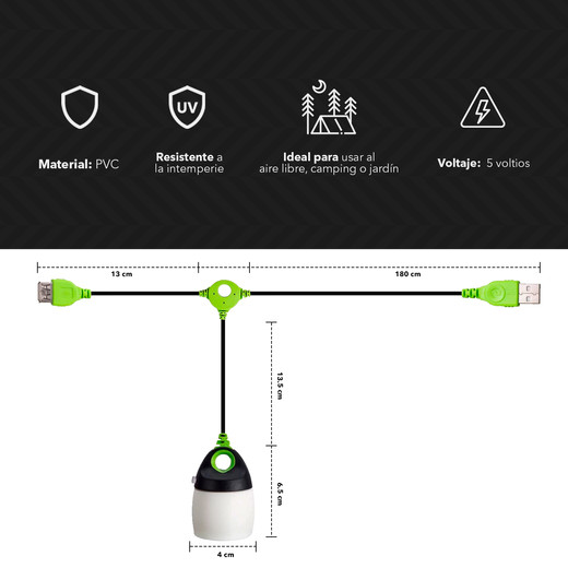 Lámpara Luz LED y USB Outdoor Camping Blanco
