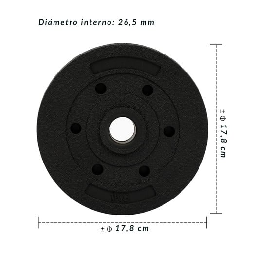 Disco de Cemento 1 Kg para Barra PVC Negro