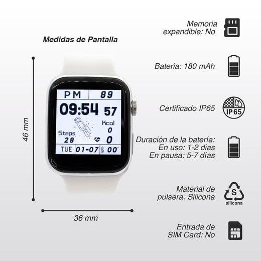 Reloj Inteligente Smartwatch ZN76 Blanco