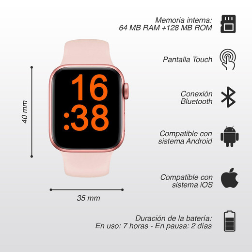 Reloj Inteligente Smartwatch G63L Rosa