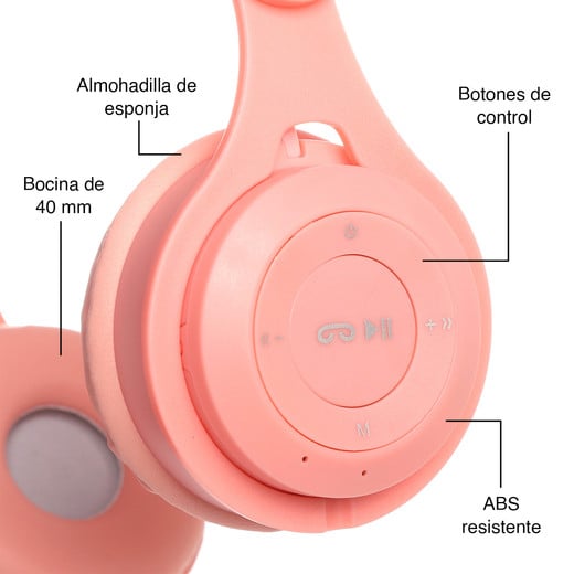 Audífonos Headphones Y08M Rosado
