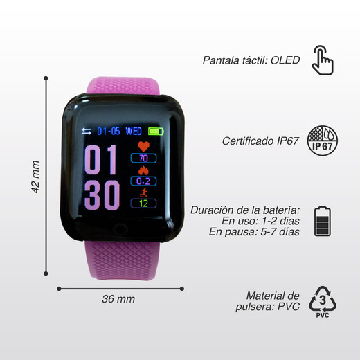 Reloj Inteligente Smartwatch D13 IP67 Púrpura