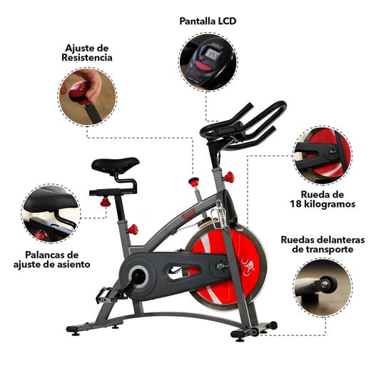 Bicicleta Spinning Sunny Health & Fitness SF-B1423 Pantalla LCD