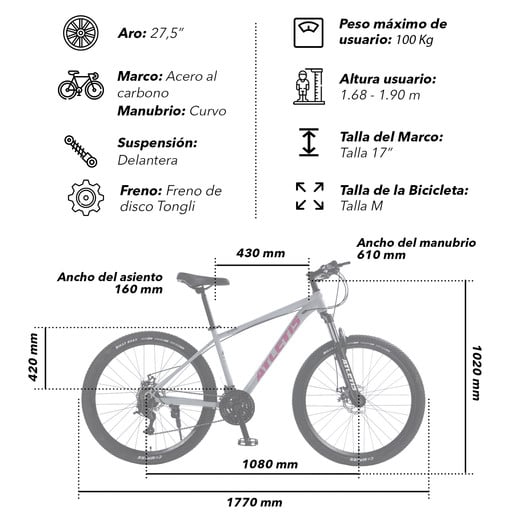 Bicicleta Mountain Bike Ecrins 27,5