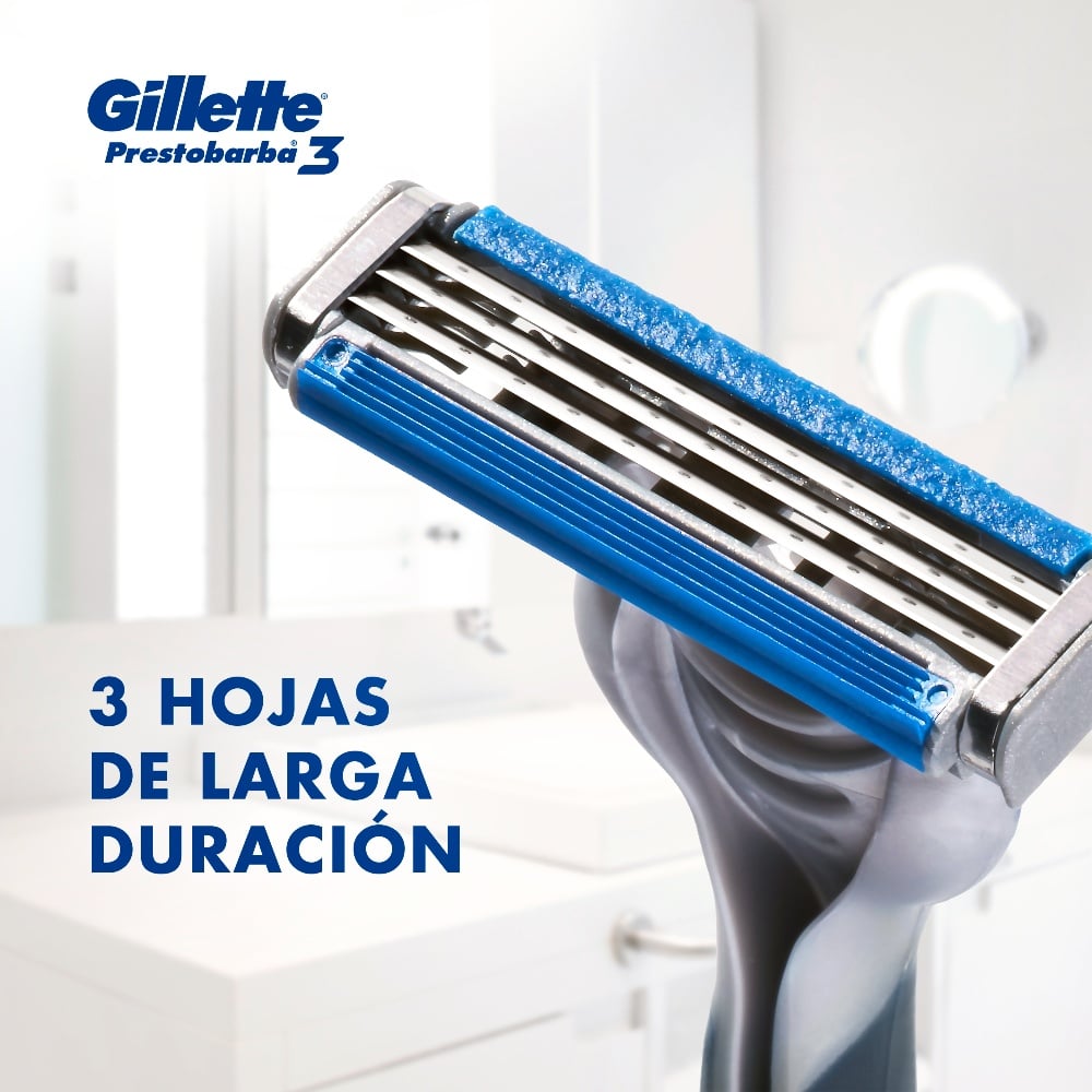 MAQUINA DE AFEITAR GILLETTE PRESTOBARBA3 CON 3 CUCHILLAS