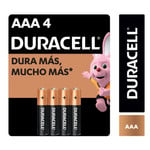 Duracell Pilas Alcalinas AAA de Larga Duración - Pack de 4 Unidades