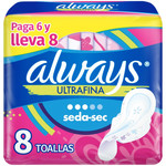 Always Toalla Higienica Ultra Seca S1 Dia Con Alas 6+2