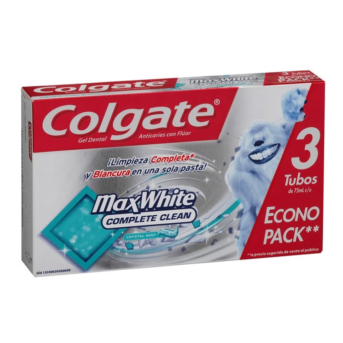 Pasta Dental Colgate Max White Crystal Mint 3X75Ml - Colgate Crema Dental Mx White Pack 3x75 Ml