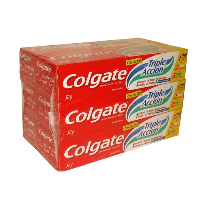 Pasta Dental Colgate Triple Acción Menta 6X50G - Colgate  Crema Dental  Triple .Accion  50gr   X  6