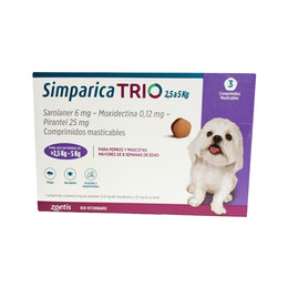 SIMPARICA TRIO 3 COMPRIMIDOS PERROS 2,5 A 5 KG