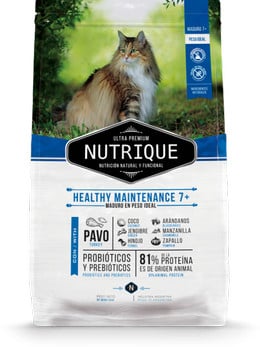 NUTRIQUE GATOS ADULTOS SENIOR +7 SABOR A PAVO 2 KG