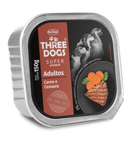 THREE DOGS PATE SUPER PREMIUM ADULTO SABOR CARNE Y ZANAHORIA 150gr