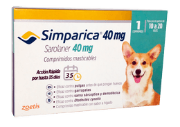 SIMPARICA 1 TABLETA PARA PERROS DE 10 A 20 KG 