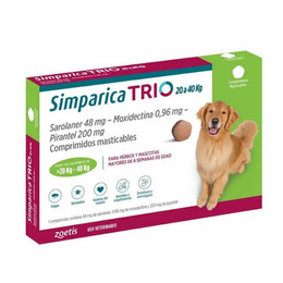 SIMPARICA TRIO 3 COMPRIMIDOS PERROS 20 A 40 KG