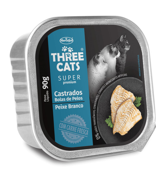 THREE CATS PATE SUPER PREMIUM GATOS CASTRADOS SABOR PESCADO BLANCO 90gr - maskoticas.cl.png