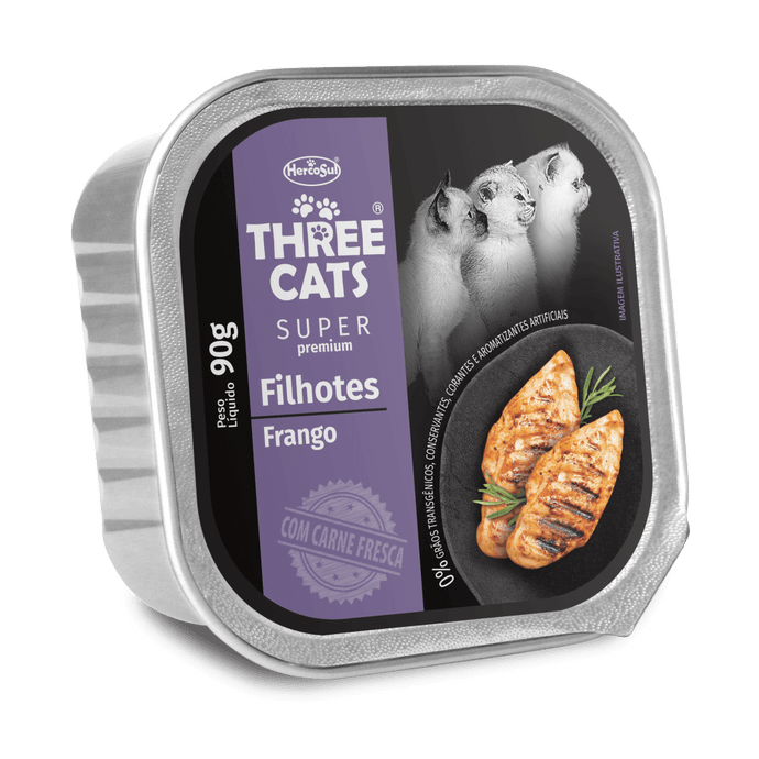 THREE CATS PATE SUPER PREMIUM GATITOS KITTEN SABOR POLLO 90gr - maskoticas.cl.png