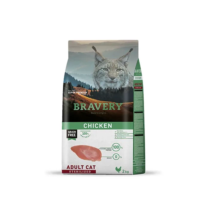 BRAVERY GATO ADULTO ESTERILIZADO POLLO 7 KG - Bravery-Pollo-Gato-Adulto-Esterilizado-2kg.png.webp