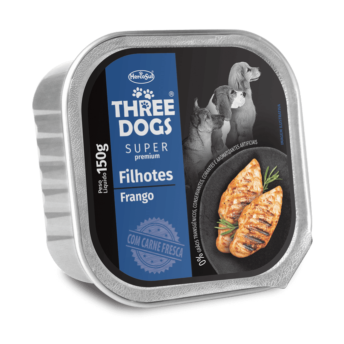 THREE DOGS PATE SUPER PREMIUM CACHORROS SABOR POLLO 150gr - maskoticas.cl.png