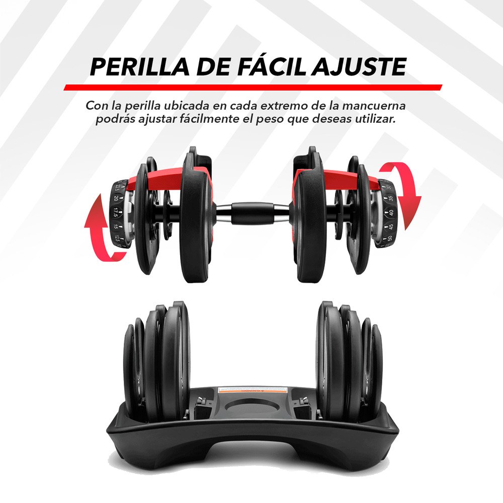 Bowflex 552i - Mancuernas ajustables de 2 kg hasta 24 kg, negro