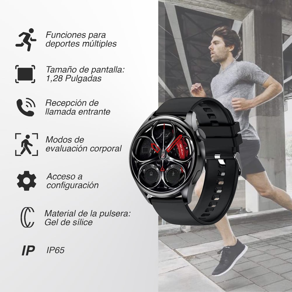 Smartwatch Reloj Inteligente Redondo QS9 Negro - ClubOferta